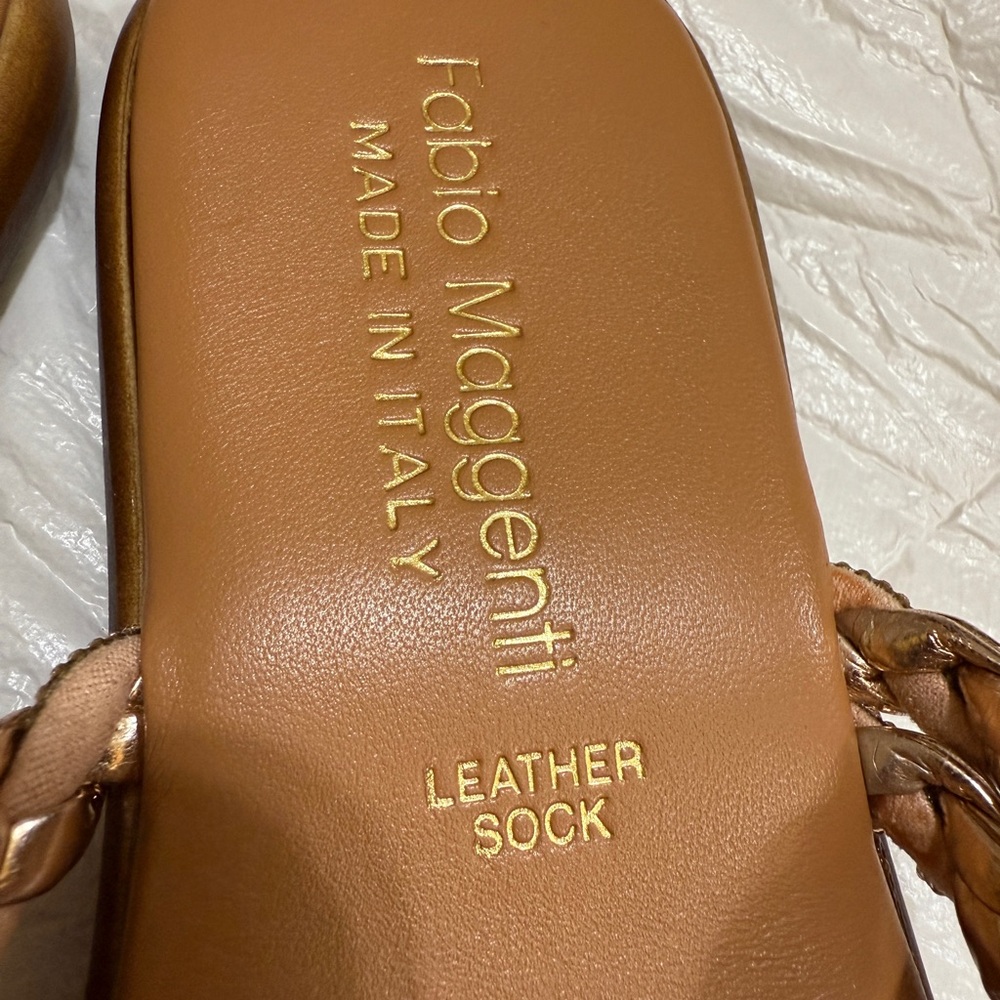 Chic Braided Sandals in Brown by Fabio Maggenti made in Italy Leather sock - Picture 4 of 8
